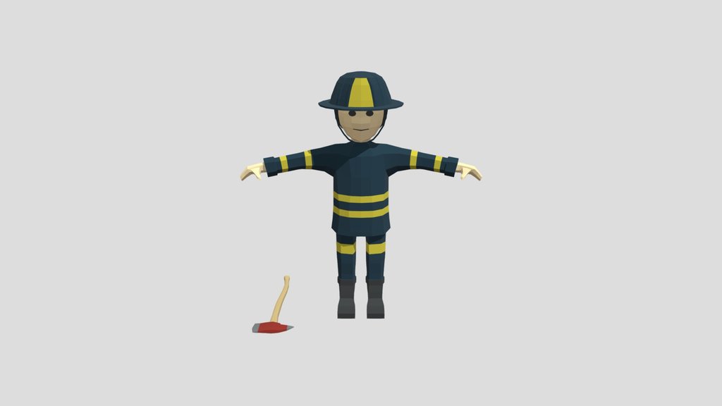 Low Poly Firefighter Rigged