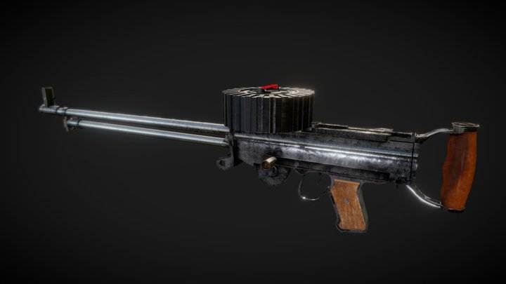 Type 92 (Lewis) aircraft machine gun 3D Model