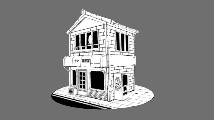 Japanese Barber Shop - Manga style (Procreate) 3D Model