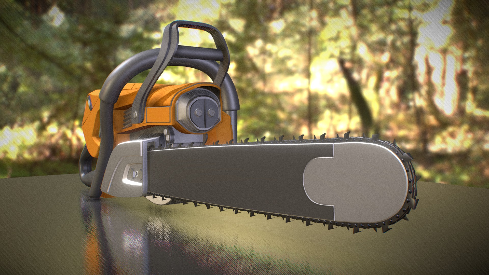 3D model Chainsaw High-Poly with Animation - This is a 3D model of the Chainsaw High-Poly with Animation. The 3D model is about a pair of sunglasses on a car.
