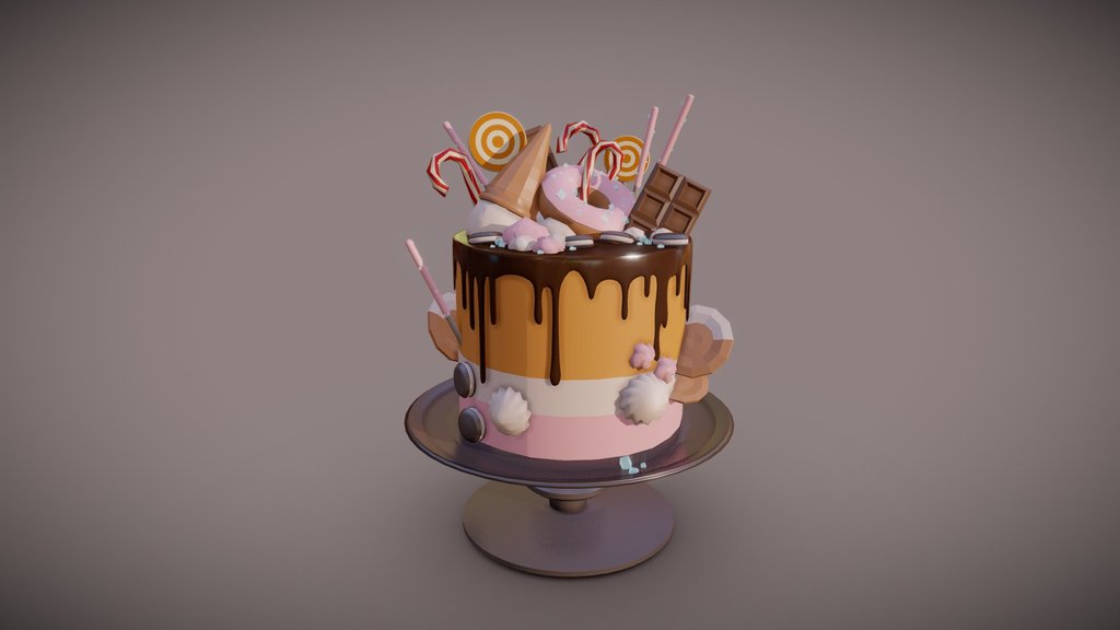 Candy-covered cake draft