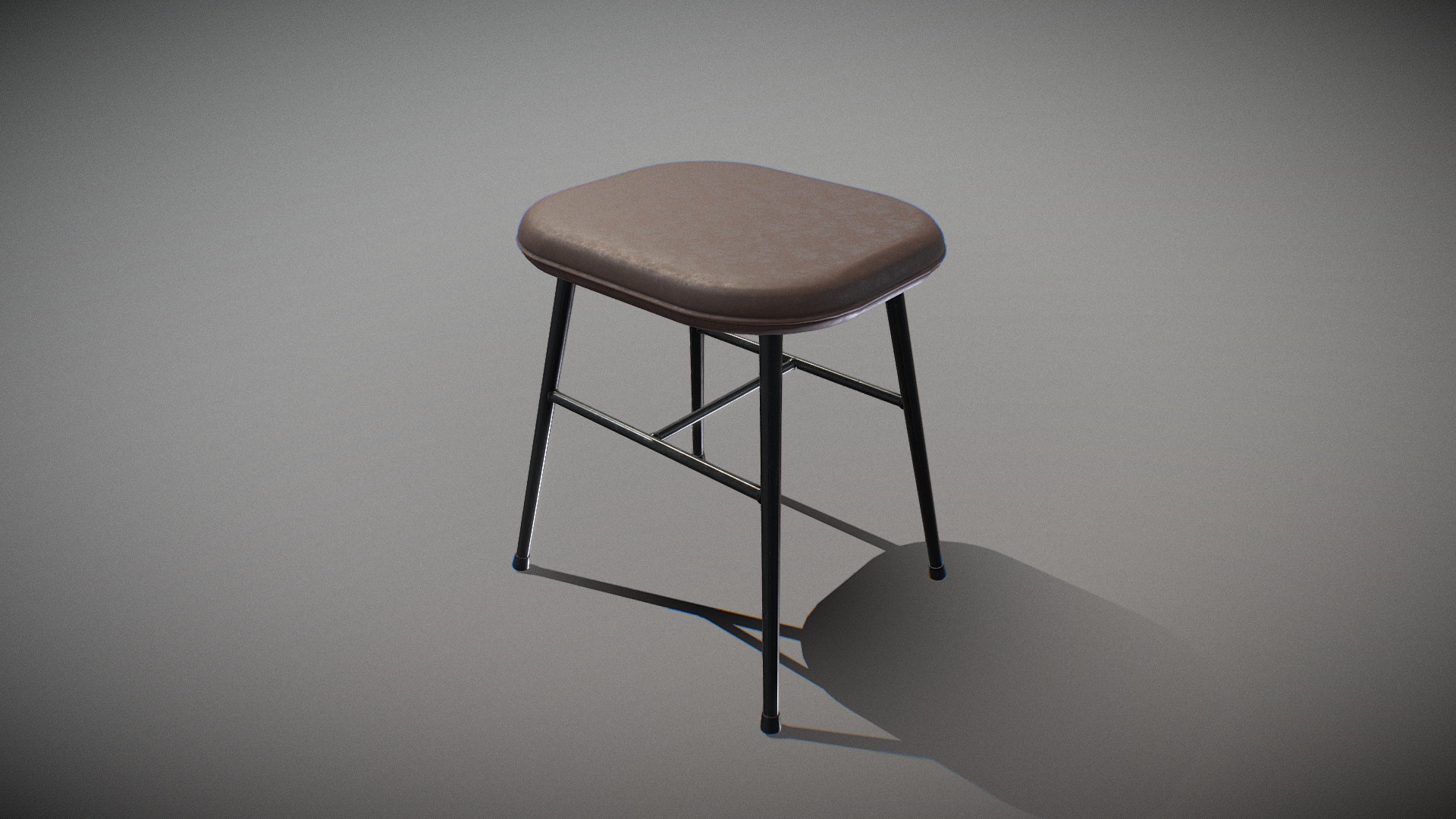 3D model Spine metal base stool-leather - This is a 3D model of the Spine metal base stool-leather. The 3D model is about a stool on a white background.