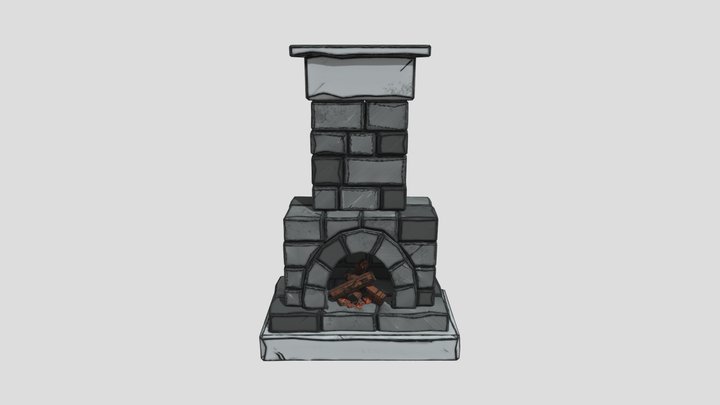 Low poly fireplace 3D Model
