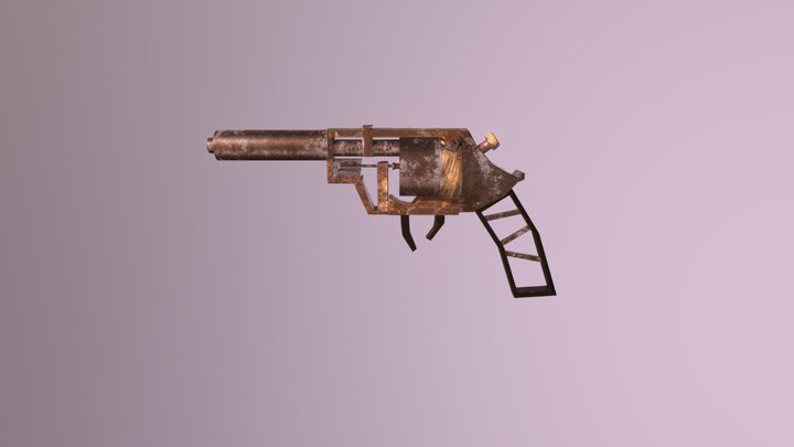 Post-apocalyptic Revolver 3D Model