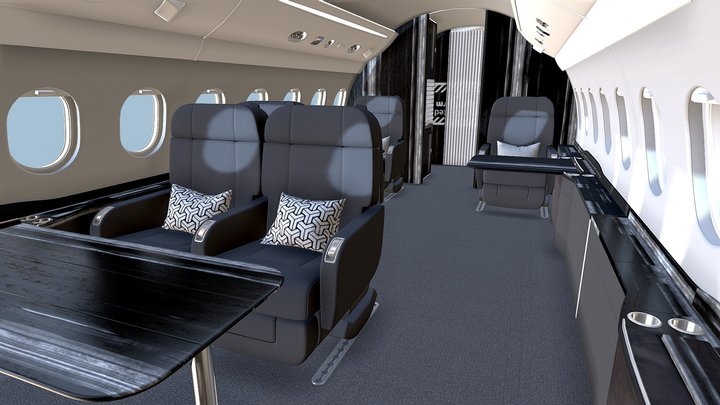 Buisiness jet interior 03 3D Model