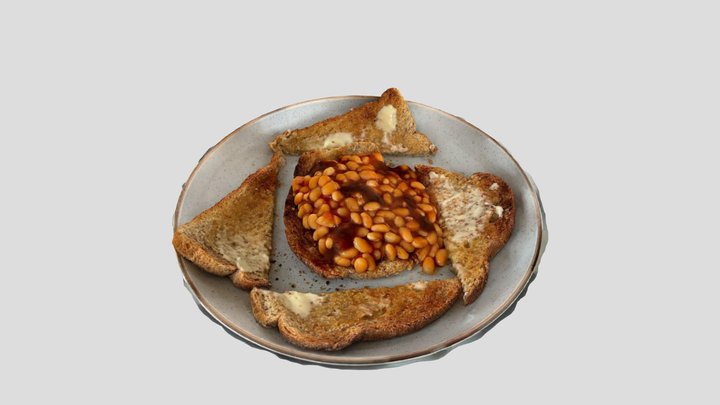 Heinz Baked Beans on toast 3D Model