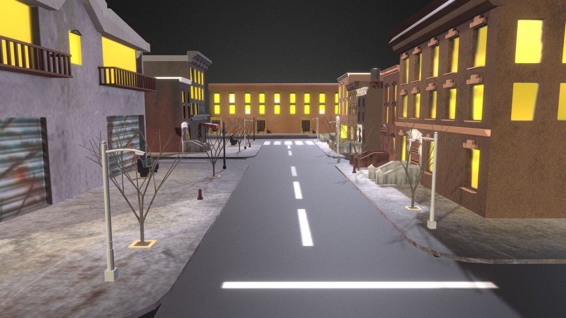 3D model Street - This is a 3D model of the Street. The 3D model is about a street with buildings on either side.
