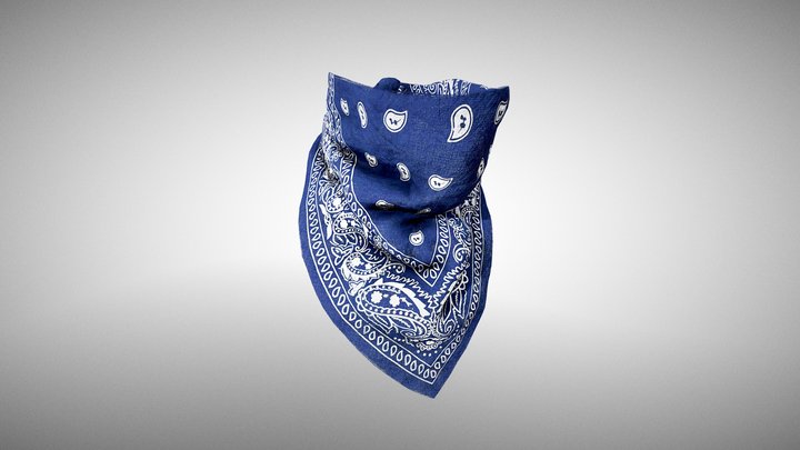 Blue paisley bandana face mask 3D Model