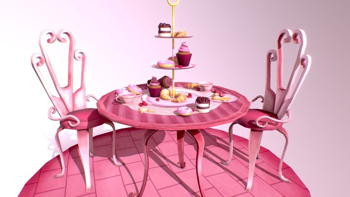 Tea-Table Diorama 3D Model