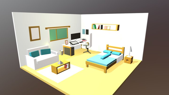 My Little Studio Low Poly 3D Model