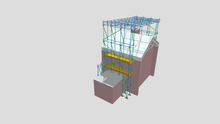 Beamed Independent Scaffold with Temporary Roof 3D Model
