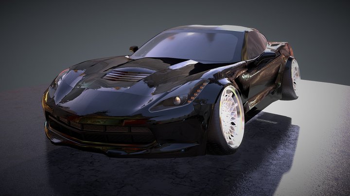 Corvette low poly 3D Model