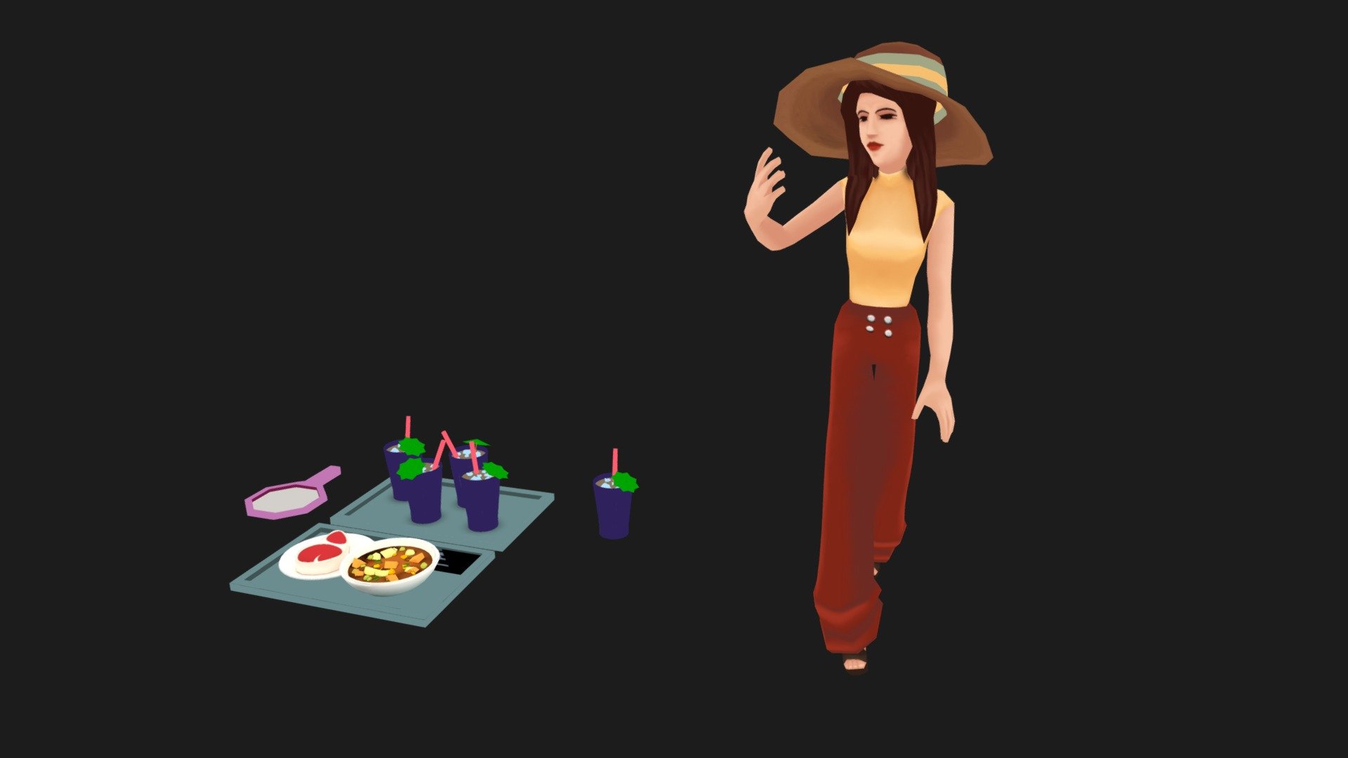 Lowpoly Woman Character Animated