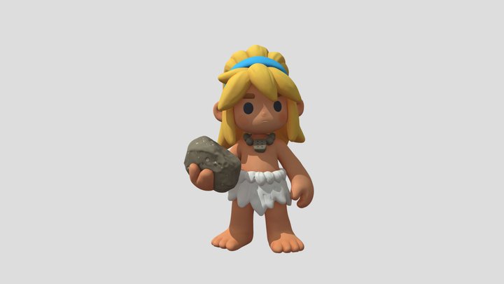 Young Cavegirl with Stone Prop – Kostenloses 3D-Modell STL