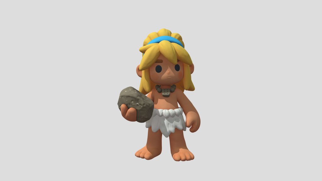 Young Cavegirl with Stone Prop