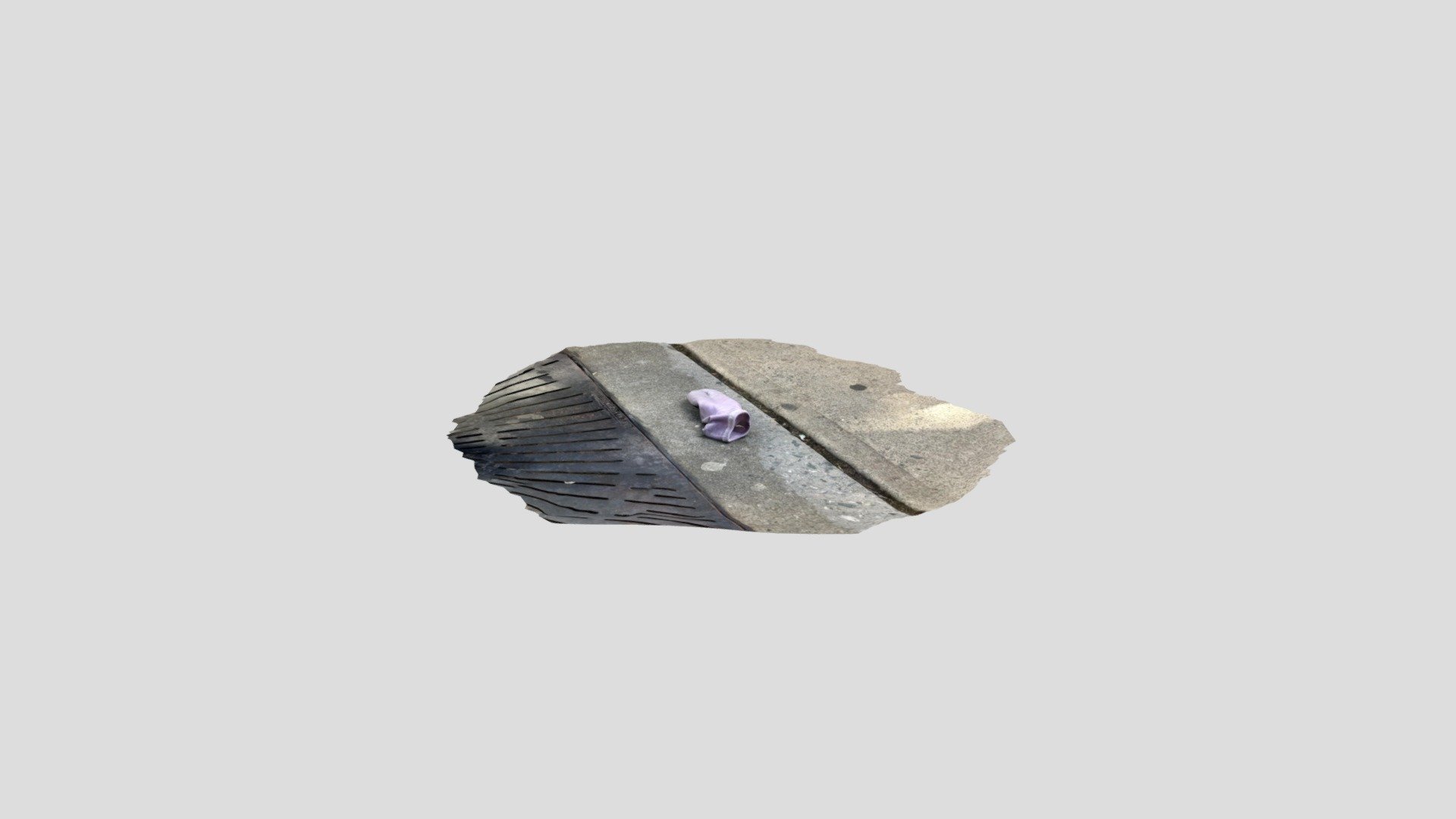 a lilac short sock on the sidewalk