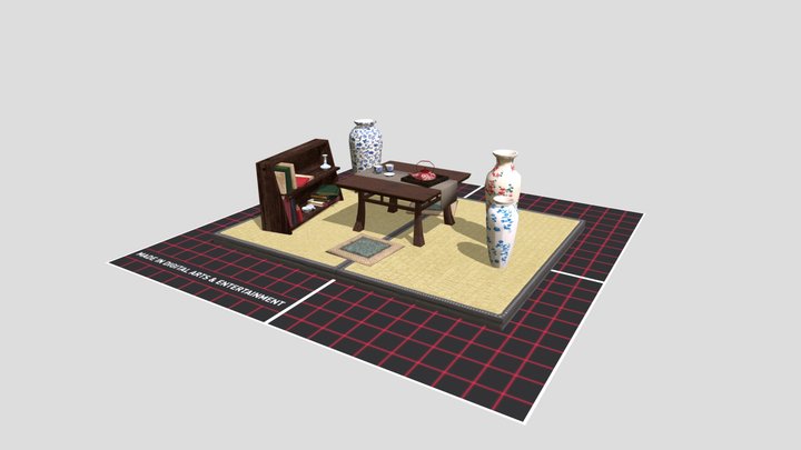 Japanese grandma's house 3 simple props 3D Model