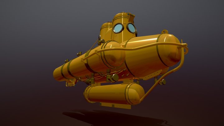Jacques Cousteau's yellow submarine 3D Model
