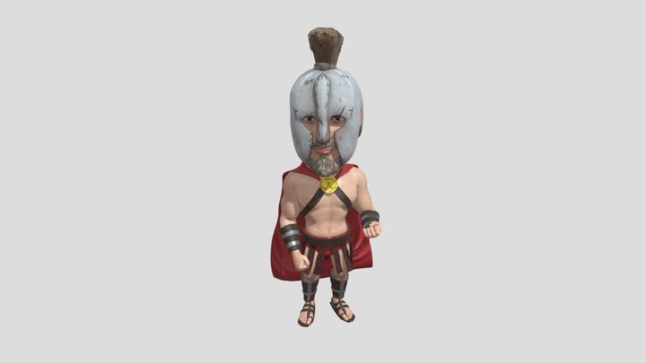 Spartos - Spartan with Helmet Cartoon Character 3D Model