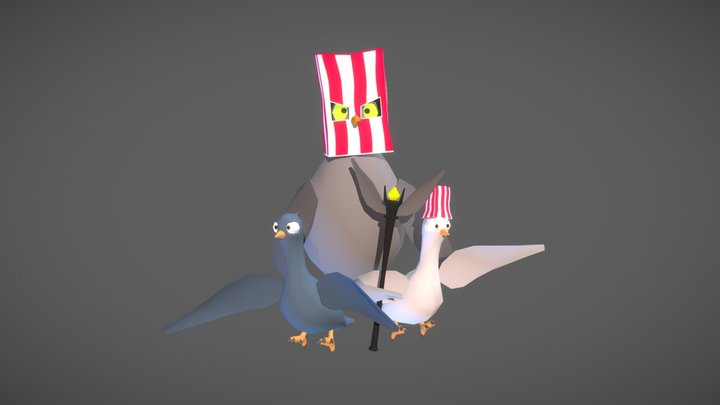 Pigeons Attack 3D Model