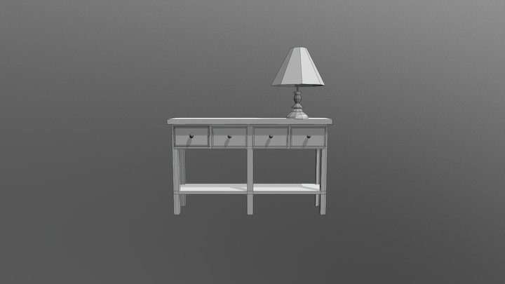 Table with Lamp 3D Model