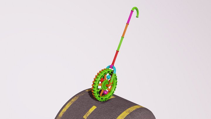 3D PBR Kid Hand-Push Racing Wheel Toy