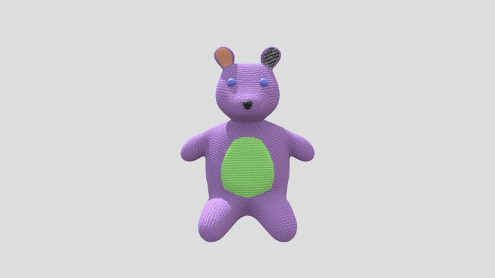 Purple Teddy Bear 3D Model