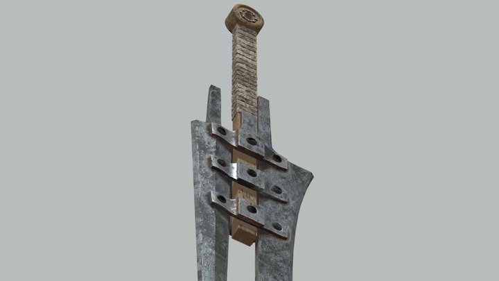 Fantasy Double-Bladed Sword 3D Model
