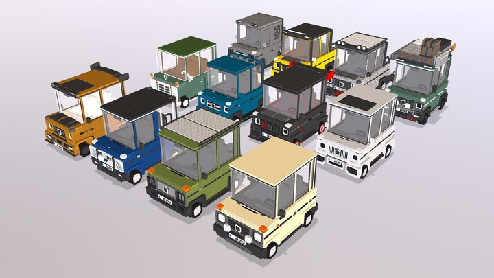 Voxel G-Class Vehicles Pack 023 - 034 3D Model