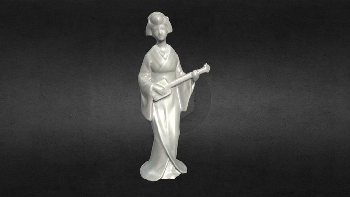 3D Scanned Geisha with Shamisen (3D Printable) 3D Model