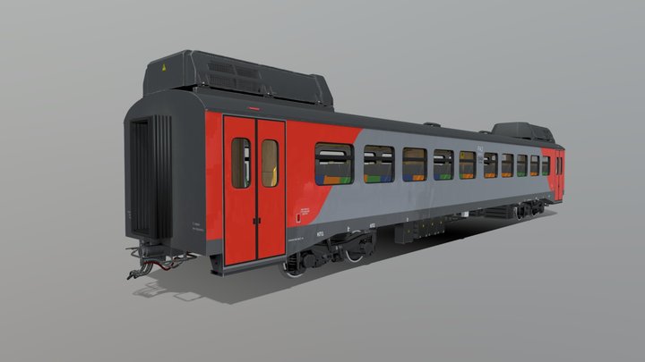 Diesel train RA3 "Orlan" middle wagon 3D Model