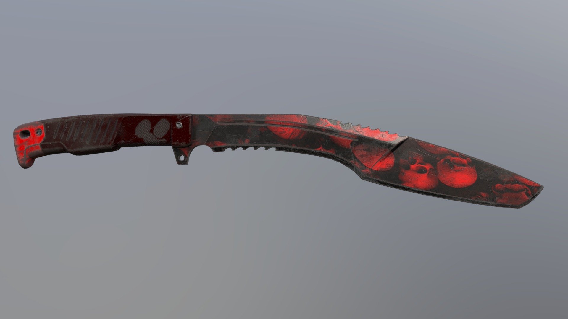 Kukri Knife - Red Skulls Reskin - 3d Model By Omnipotent [175a01a 