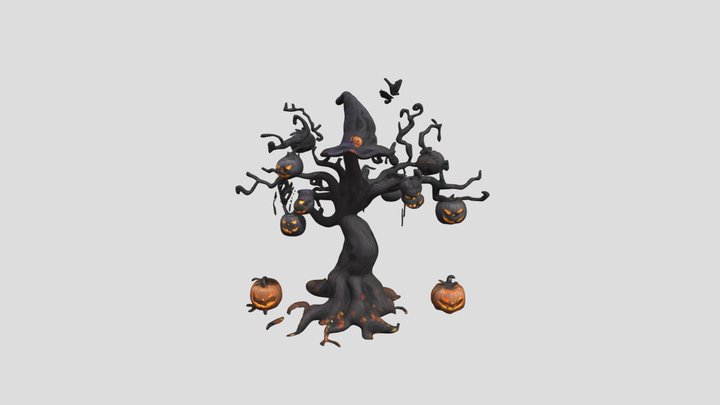 cute Halloween tree 3D Model