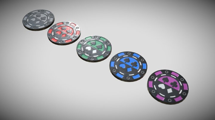 poker chips low poly 3D Model