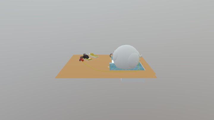 cat inflation at the pool 3D Model