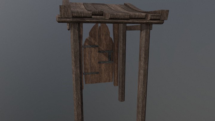 Wooden Door and Canopy 3D Model