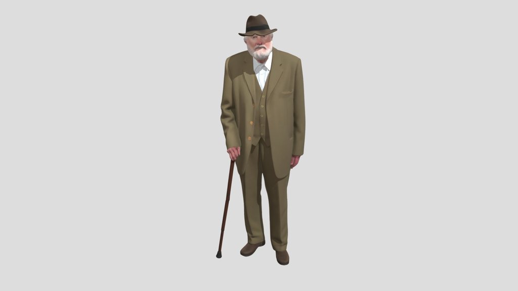 Gentleman in a Brown Suit with Cane