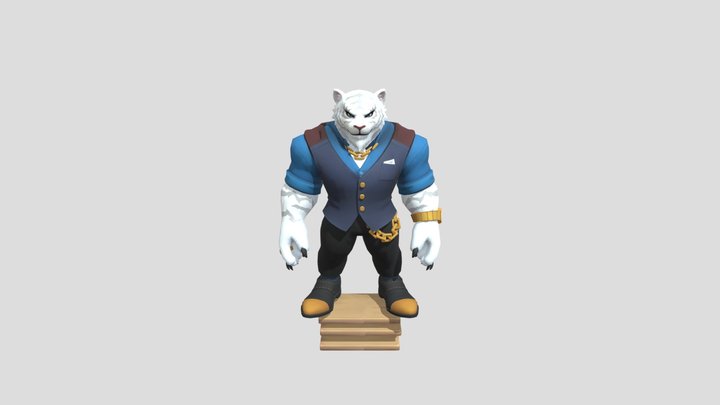 Stylized White Tiger 3D Model