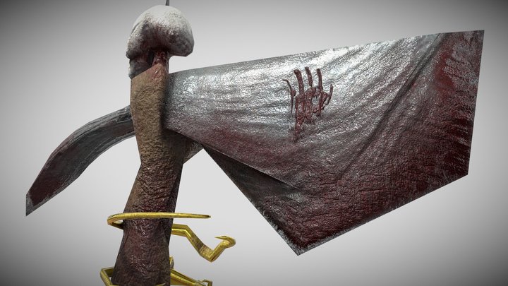 Large bloodied battle axe 3D Model