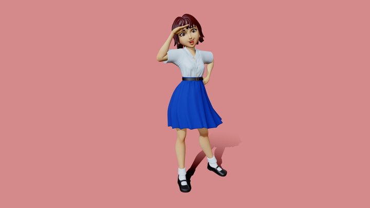 3D school girl 3D Model