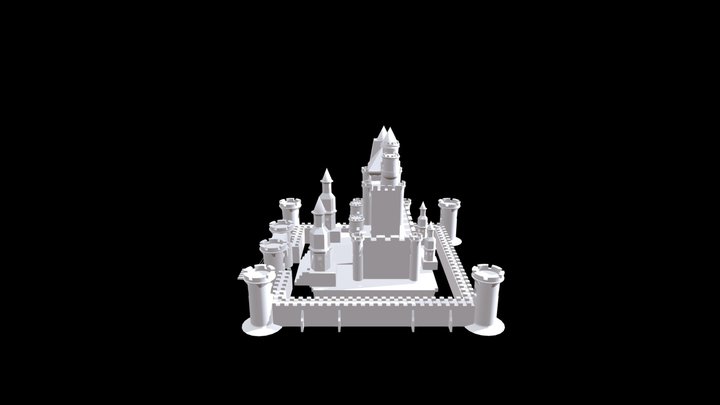 Castle and Wall 3D Model