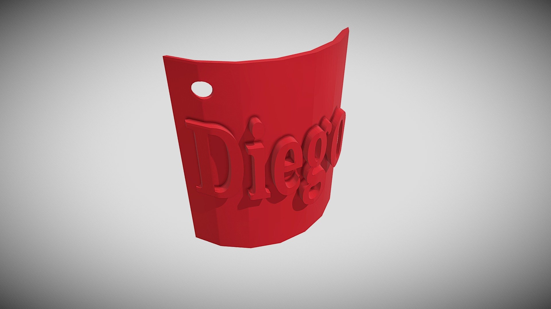 Red curved keychain by: Diego García Mesa