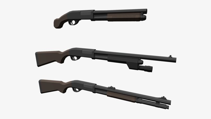 Low Poly Remington 870 3D Model