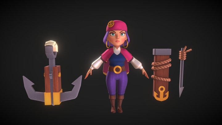 Stylized Pirate Archer 3D Character Model 3D Model