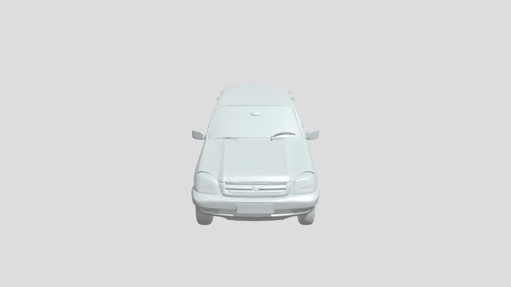 Silver SUV parked on snow 3D Model