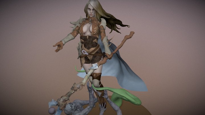 Female Warrior Mage 3D Model