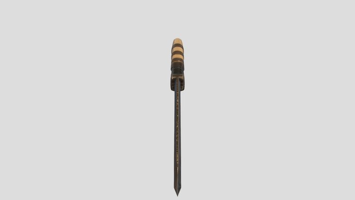 ornate hunting knife with engraved blade 3D Model