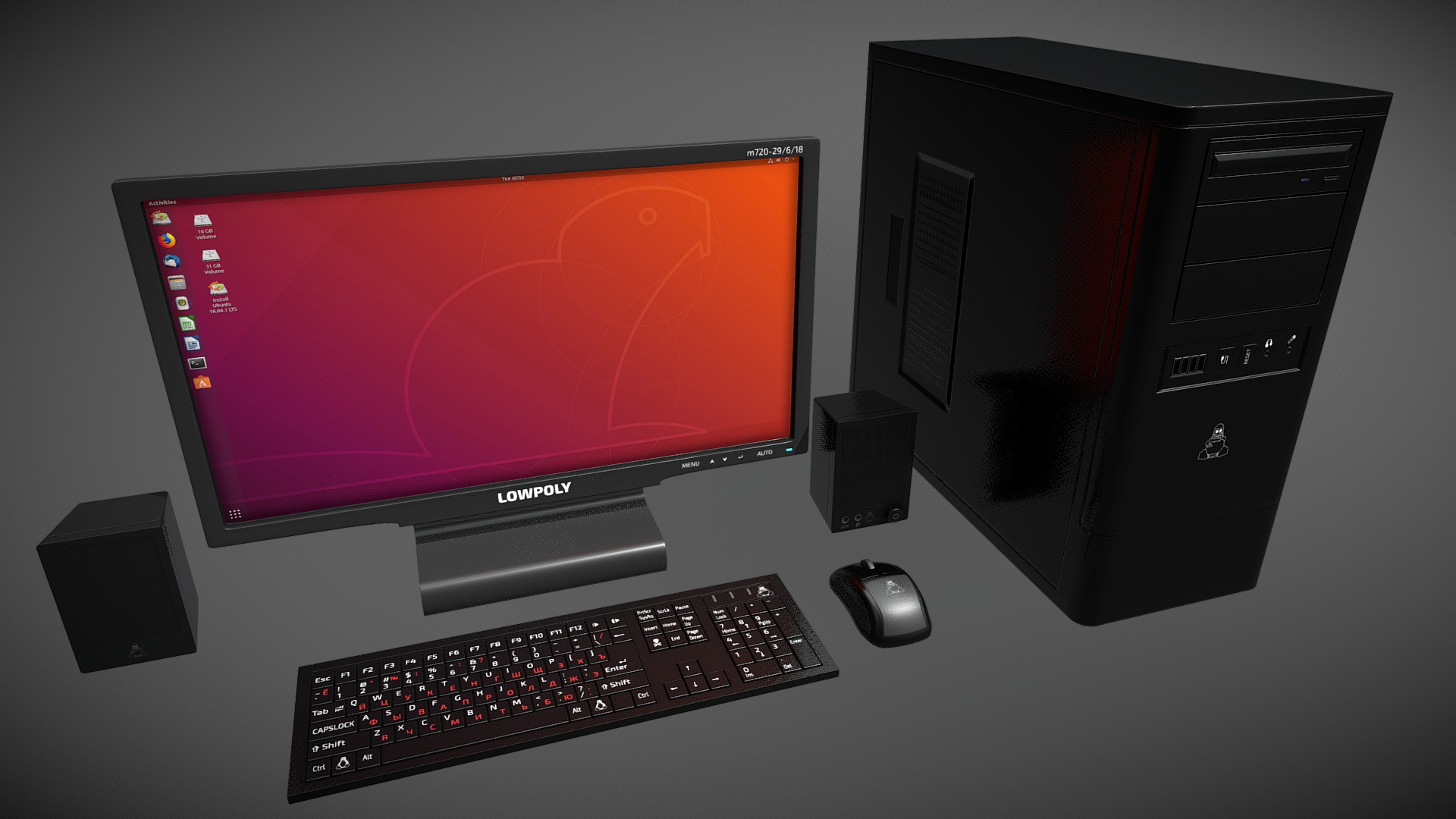 3D model Computer - This is a 3D model of the Computer. The 3D model is about a computer with a red screen.