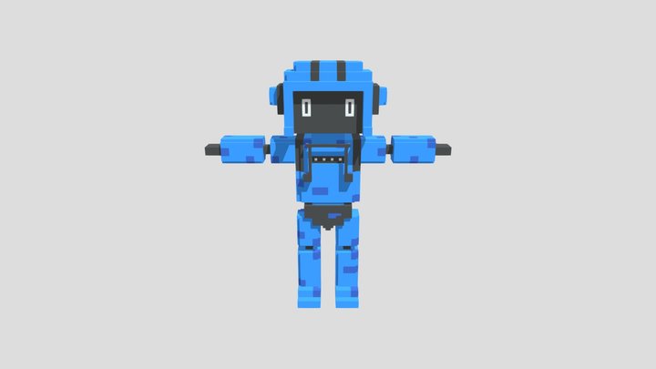 Blue Robot 3D PixelArt 3D Model