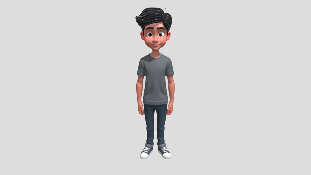 Casual Cartoon Boy Standing